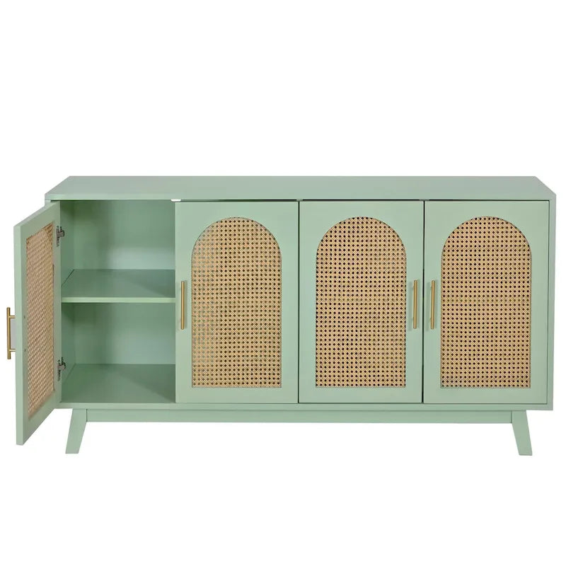 4-Door Cabinet with Rattan Doors