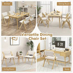 Gymax Set of 4 Dining Chairs Folding Kitchen Chair w/ Rubber Wood Legs