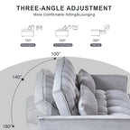 Modern Pull-Out Couch Bed, 3-in-1 Sleeper Sofa with Adjustable Backrest, Velvet Loveseat, Pillows & Side Pockets