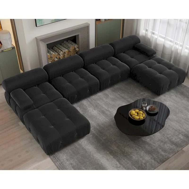 138  Convertible Modular Sectional Sofa, U-Shaped Minimalist Velvet Sofas Couches