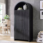 71 Tall Arched Kitchen Pantry, Modern Storage Cabinet with 3 Adjustable Shelves, 6 Door Shelves, for Kitchen, Living Room