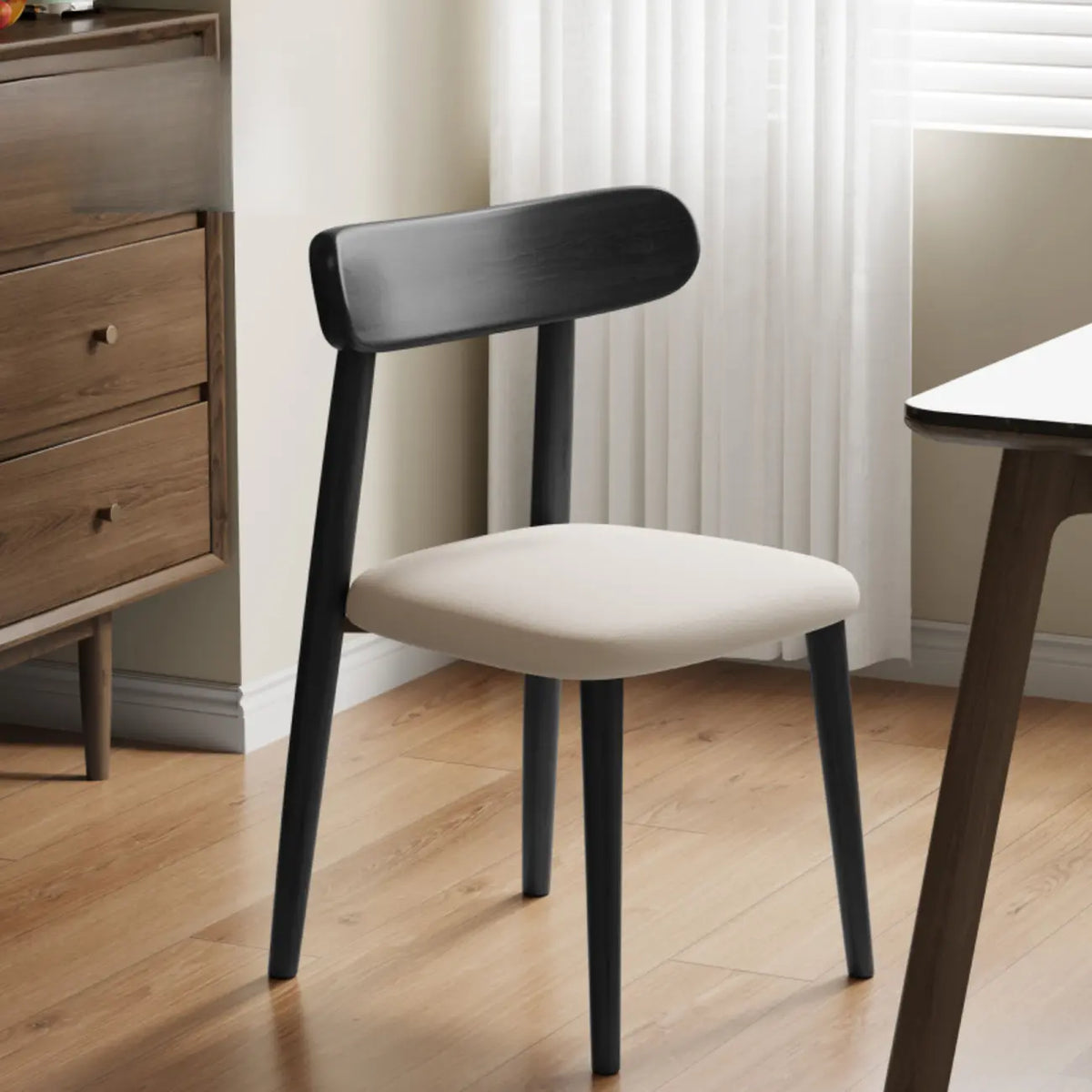 Modern Armless Leather Dining Chair with Low Back