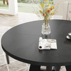 47 Inch Round Dining Table for 4, Wood Kitchen Dinner Table for Kitchen Dining Living Room - N/A