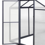 VEIKOUS Aluminum Walk-In Garden Greenhouse Kit with Adjustable Roof Vent and Lockable Door Grey