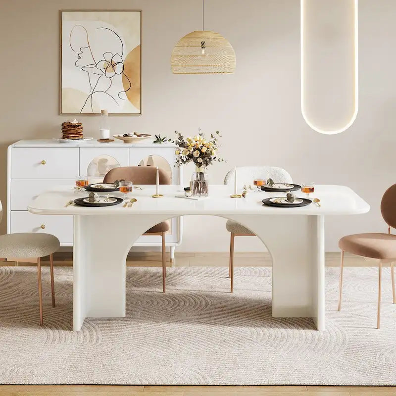 63-in Large Dining Table for 4-6 People, Modern Rectangle Kitchen Table