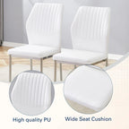 Luxury Simple Chair Set of 6 PU High Resilience Dining Chair with Metal Silver Leg Kitchen Armless Side Chair