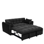 64.96 Velvet 3-in-1 Convertible Sofa Bed with Adjustable Back, Storage Pocket, and 500lb Weight Capacity