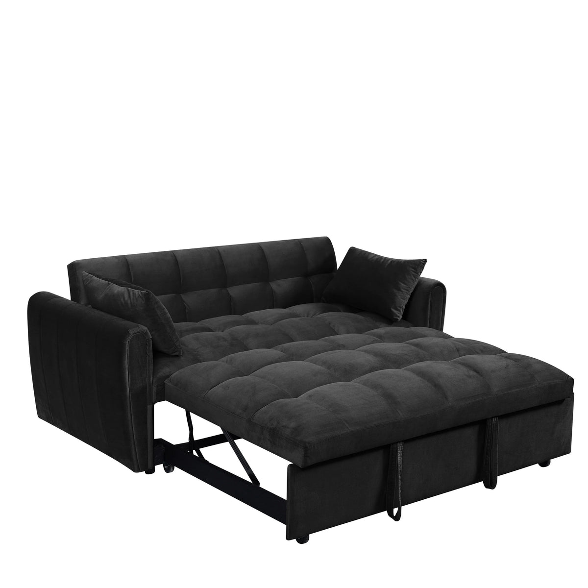 64.96 Velvet 3-in-1 Convertible Sofa Bed with Adjustable Back, Storage Pocket, and 500lb Weight Capacity