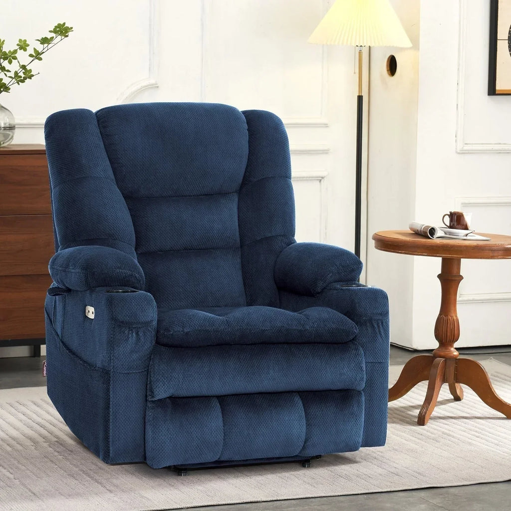 MCombo Large-Wide Dual Motor Power Lift Recliner with Massage and Dual Heating for Big and Tall Elderly, Fabric R7635