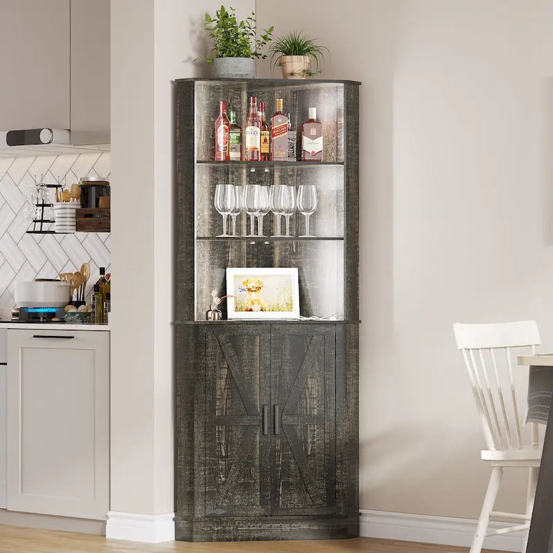 66 Tall Corner Cabinet With Led Light
