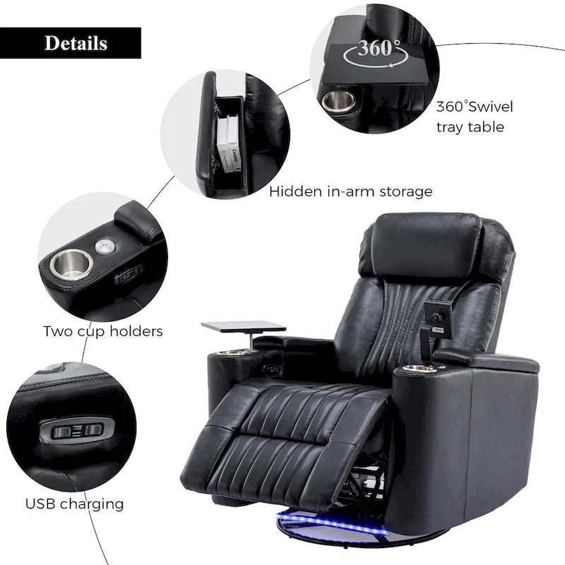 Multifunctional 270 Swivel Home Theater Power Recliner