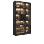 Minimalist Black Wooden Wine Rack Cabinet with Glass Door
