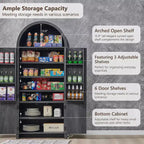 71 Tall Arched Kitchen Pantry, Modern Storage Cabinet with 3 Adjustable Shelves, 6 Door Shelves, for Kitchen, Living Room