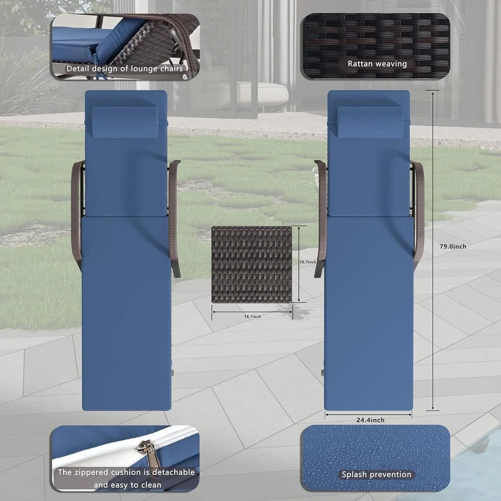 Kullavik 3-PiecesOutdoor Chaise Lounge Set