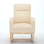 Modern 29.5 High Back Upholstered Rocking Chair with Solid Wood Legs and Adjustable Footrest