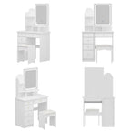 Makeup Vanity Set Table With LED Light &Mirror & Stool