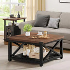 Moasis Farmhouse Square Lift Top Coffee Table with Storage Shelf for Living Room