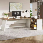 Lantine Modern 78 L-Shaped Executive Desk with Drawers and Lateral File Cabinet