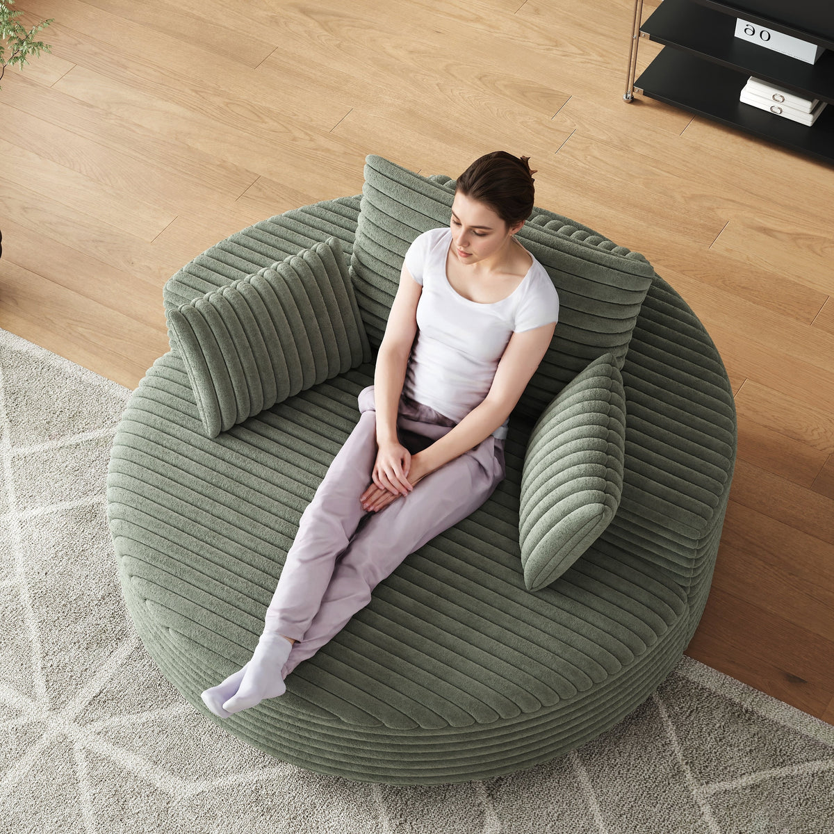 Corduroy Chenille Foam Single Swivel Chair