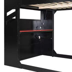 Loft Bed with Height-Adjustable Desk, RGB Lights and Storage, Full Size Space-Saving Bed for Teens & Adults