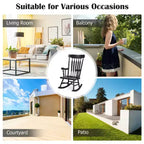 Costway Set of 2 Wood Rocking Chair Glossy Finish White\ Coffe