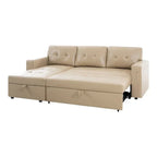 Convertible Reversible Sectional Sofa with Pull-Out Sleeper Bed, Hidden Storage Chaise, and Durable Legs