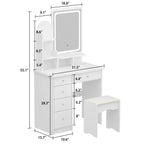 Makeup Vanity Set Table With LED Light &Mirror & Stool