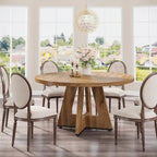 47 Inch Round Dining Table for 4, Wood Kitchen Dinner Table for Kitchen Dining Living Room - N/A