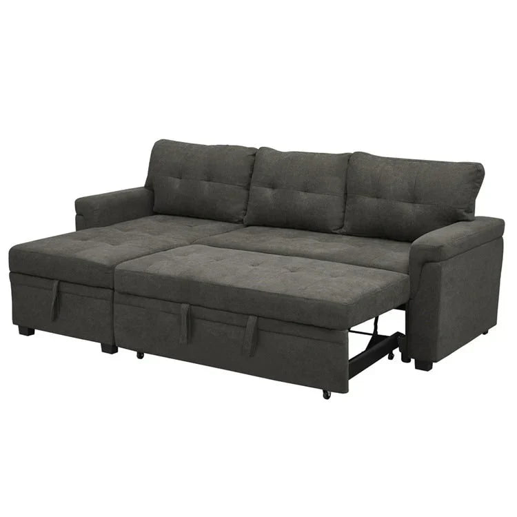 Convertible Reversible Sectional Sofa with Pull-Out Sleeper Bed, Hidden Storage Chaise, and Durable Legs