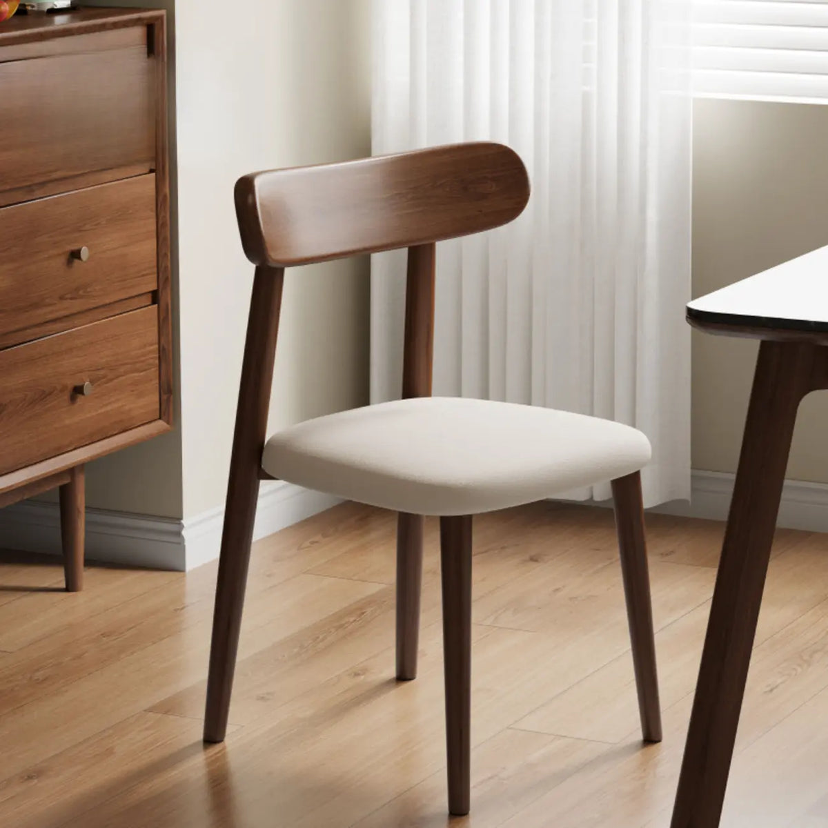 Modern Armless Leather Dining Chair with Low Back