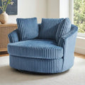 DREAMSIDEA Recessed Arm Slipcovered Swivel Barrel Chair