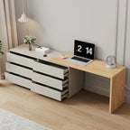 55.2-inch white corner desk with 6 drawer storage