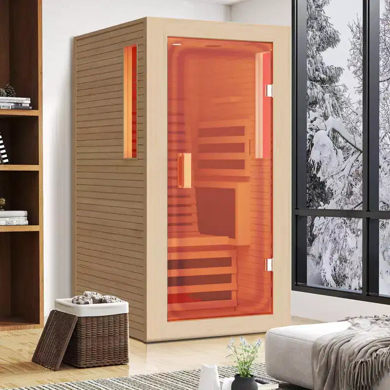 EROMMY 1 Person Infrared Sauna With Backrest For Home Or Gym