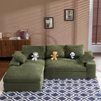 Clihome Corduroy Compressed Sofa - Soft Skin-Friendly with 3 Back Cushions & 2 Throw Pillows