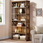 6-Tier Wood Bookshelf, 75-Inch Tall Bookcase, Large Freestanding Display Shelves