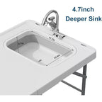 Folding Fish Cleaning Table with Foldable Sink, Portable Camping Table & Fish Cleaning Station, Camping Sink with Faucet Drainage Hose & Sprayer
