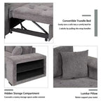 104.5 Reversible L-Shape Sleeper Sectional with Storage Chaise & 2 Stools - Convertible 3-Seat Sofa Bed for Living Room
