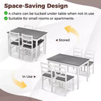 Costway 5-Piece Dining Set Solid Wood Kitchen Furniture with Rectangular Table & 4 Chairs Natural/Coffee/Grey