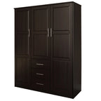 Palace Imports 100% Solid Wood Cosmo 3-Door Wardrobe Armoire with Solid Wood or Mirrored Doors