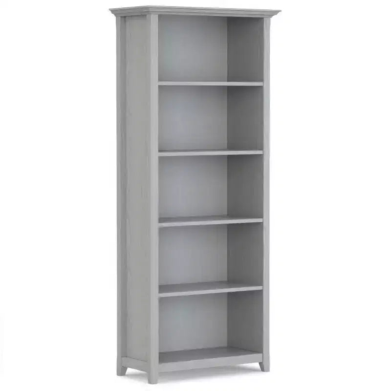 70 Five-Shelf Solid Wood Bookcase - Lacquered Pine, 4 Adjustable Shelves