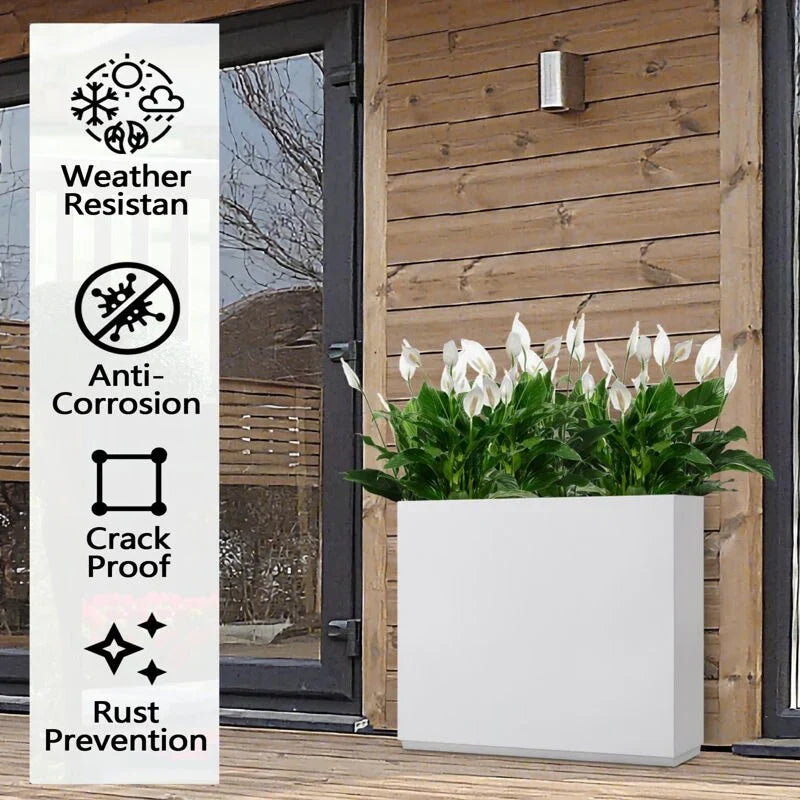 Metallic Heavy Planter for Outdoor Plants, 38Lx10Wx30H Inches Tall and Long Metal Divider Planter Box - 38x30x10