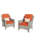 HOOOWOOO 2-piece High Back Wicker Rattan Outdoor Patio Chair Set