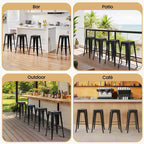 Yaheetech Set of 4 Metal Backless Counter Height Bar Stools Stackable Chairs