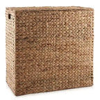 Casafield 2-Section Laundry Hamper with Lid and Removable Liner Bags, Woven Water Hyacinth Laundry Basket Sorter for Clothes