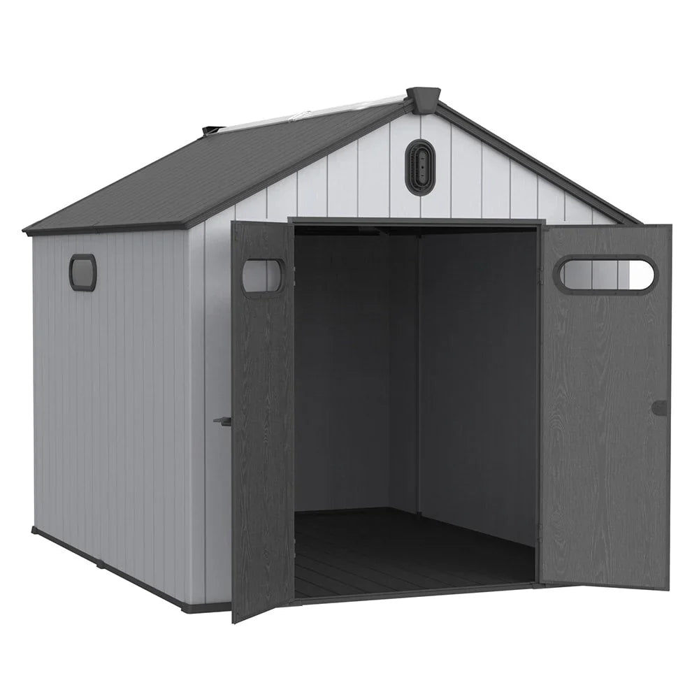 6 ft x 4 ft/6 ft x 8 ft/8 ft x 6 ft/8 ft x 10 ft All-Weather Resin Outdoor Plastic Storage Shed w/Floor, Spire Tool Shed