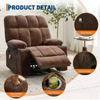 Oversized Recliner Chair for Adults, Manual Swivel Rocker Sofa, Side Pockets & Cup Holders for Big and Tall Persons, Living Room