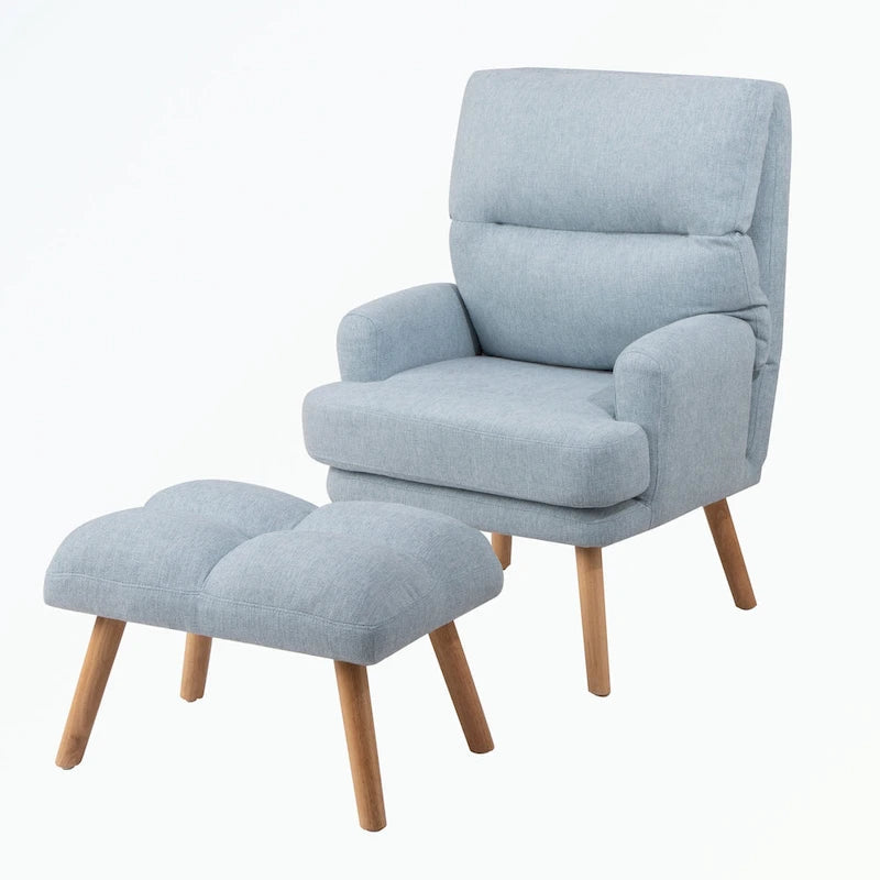 Accent Chair with Ottoman Set, with Adjustable Backrest