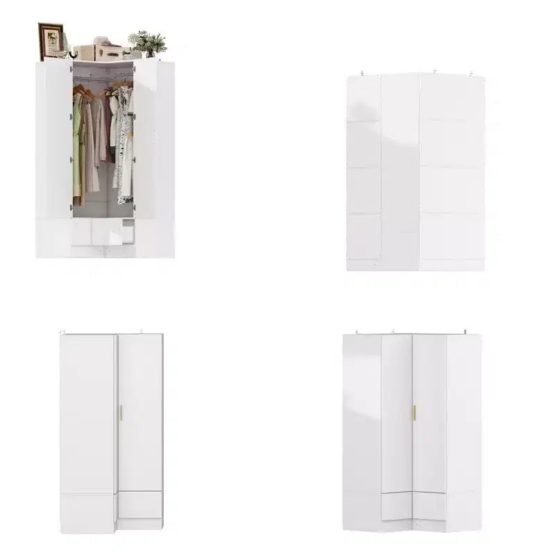 Hitow Minimalist Armoire Corner Wardrobe Double Door and Drawer Designs