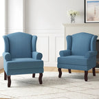 2 Set Traditional Wingback Accent Chairs Upholstered Armchair