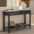 47.2 Walnut Console Table with 2 Fluted Drawers & Lower Shelf